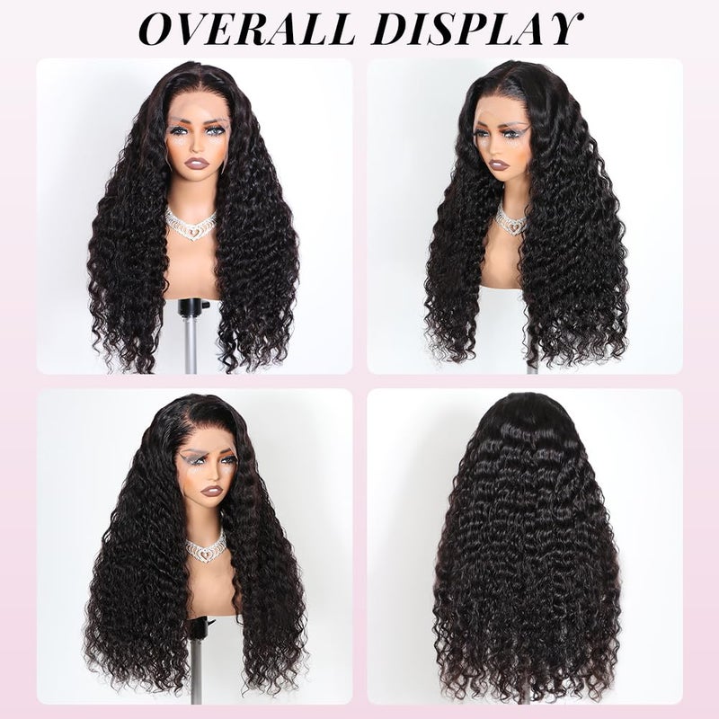 Alibeauty 13x4 HD Transparent Lace Front Wigs Human Hair Pre Plucked Hairline with Baby Hair 200 Density Brazilian Water Wave Wigs for Black Women(20 Inch) - Image 3